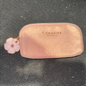 Coach Glittery Pink Zip Around Pouch